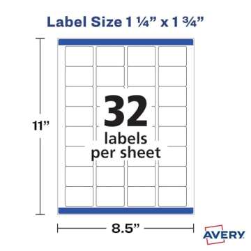 Avery 22828 Durable Labels, Rectangle, 1-1/4-Inch x1-3/4-Inch , 32/Sht,256/PK, WE