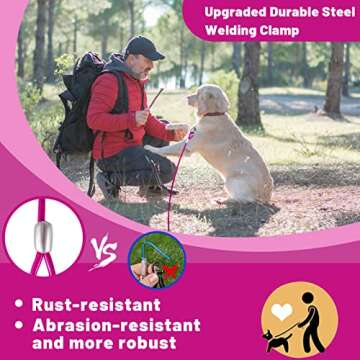 HaiYUAN Dog Tie Out Cable 10/15/20/25/30 FT Dog Runner for Yard Steel Wire Dog Cable with Durable Superior Clips Pink Dog Chains for Outside Dog Lead for Large Dogs Up to 165 lbs