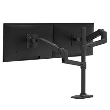 Ergotron – LX Vertical Stacking Dual Monitor Arm, VESA Desk Mount – for 2 Monitors Up to 40 Inch...