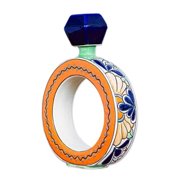 Stunning NOVICA Artisan Handmade Ceramic Tequila Decanter - Unique Colored Design