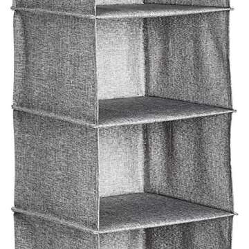 Amazon Basics Hanging Closet Shelf 6 Tier, Heather Grey, 2"D x 12"W x 12"H