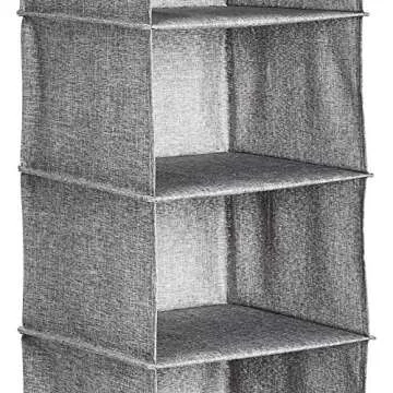 Amazon Basics Hanging Closet Shelf 6 Tier, Heather Grey, 2"D x 12"W x 12"H
