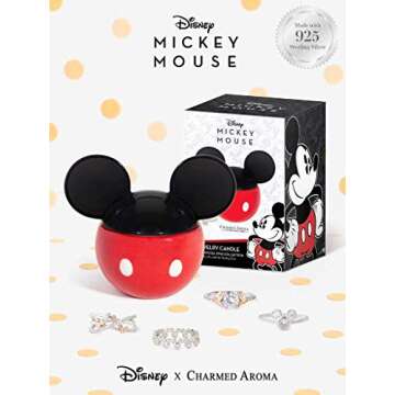 Charmed Aroma Disney Mickey Mouse Candle, 925 Sterling Silver Ring Collection (Ring Size 9)