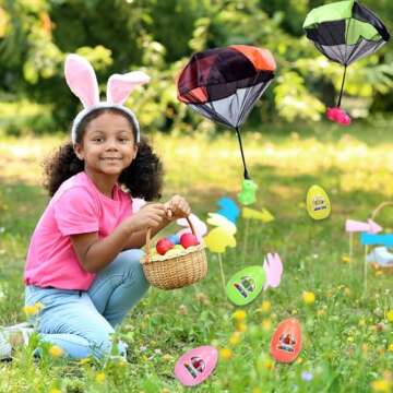 BEIGUO 6 Pack Easter Eggs with Dinosaur Parachute Toy Inside for Kids Girls Boys Easter Basket Stuffers Gifts Party Favors