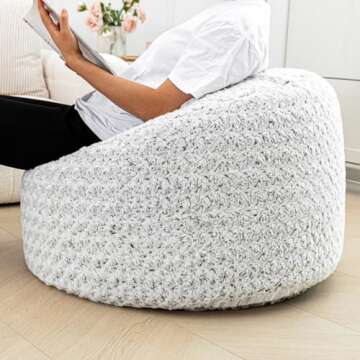 Storage Bean Bag Chair Cover - Soft Washable Plush Fiber