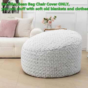 Storage Bean Bag Chair Cover - Soft Washable Plush Fiber