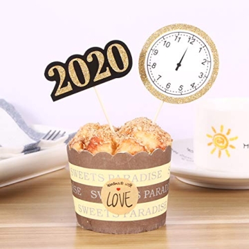 Amosfun 25pcs Happy New Year Cake Toppers for Parties