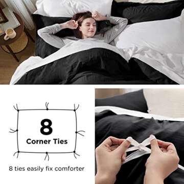 Bedsure Black Duvet Cover Queen Size - 3 Pieces Prewashed Extra Soft Bedding Set, Includes 1 Duvet Cover 90x90 Inches with Zipper Closure & 2 Pillow Shams, Comforter Not Included