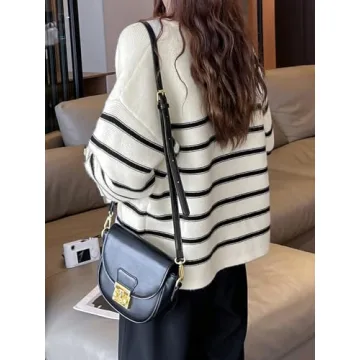 GORGLITTER Women's Button Down Colorful Cardigan Sweater Long Sleeve Casual Knit Outwear Beige Striped Small