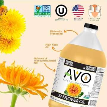 AVO Organic NON-GMO High Oleic Safflower Oil 1 Gallon