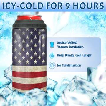 winorax American Flag Tumbler 4-in-1 Design 16oz Stainless Steel Insulated Tumblers 4th Of July Cups With Lids Coffee Travel Mug Cup For Men Boys Dad Grandpa Fathers Day