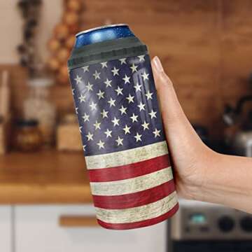 winorax American Flag Tumbler 4-in-1 Design 16oz Stainless Steel Insulated Tumblers 4th Of July Cups With Lids Coffee Travel Mug Cup For Men Boys Dad Grandpa Fathers Day