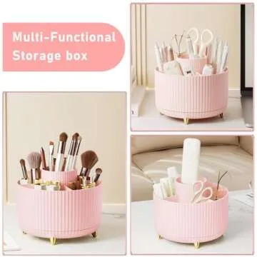 Diesisa Rotating Makeup Brush Organizer - Stylish & Functional