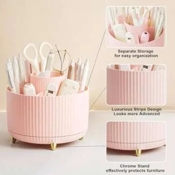 Diesisa Rotating Makeup Brush Organizer - Stylish & Functional