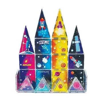 CreateOn Crayola Cosmic Magnetic Tiles, Building Set for Kids, Magnetic Tiles, Magnetic Building Toys for Kids, STEM Learning Toys for Boys and Girls Ages 3 and Up, 36-Piece Set (Cosmic)