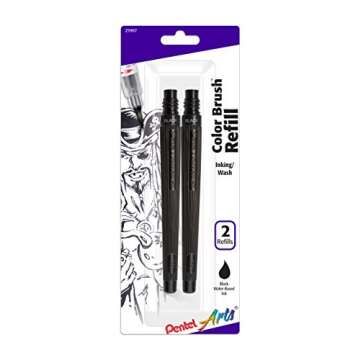 Pentel Arts Color Brush Refills, Black Ink, Pack of 2 (FR101BP2A)