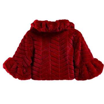 BKSKK Flower Girl Faux Fur Wraps Cape Long Sleeves Girls Shawls Kids First Communion Cozy Princess Coats Cape Bolero Shrug Burgundy 6Y