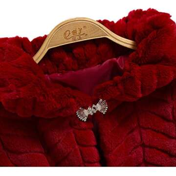 BKSKK Flower Girl Faux Fur Wraps Cape Long Sleeves Girls Shawls Kids First Communion Cozy Princess Coats Cape Bolero Shrug Burgundy 6Y