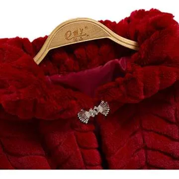 BKSKK Flower Girl Faux Fur Wraps Cape Long Sleeves Girls Shawls Kids First Communion Cozy Princess Coats Cape Bolero Shrug Burgundy 6Y