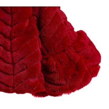 BKSKK Flower Girl Faux Fur Wraps Cape Long Sleeves Girls Shawls Kids First Communion Cozy Princess Coats Cape Bolero Shrug Burgundy 6Y