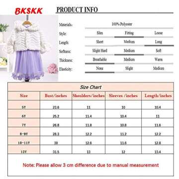 BKSKK Flower Girl Faux Fur Wraps Cape Long Sleeves Girls Shawls Kids First Communion Cozy Princess Coats Cape Bolero Shrug Burgundy 6Y
