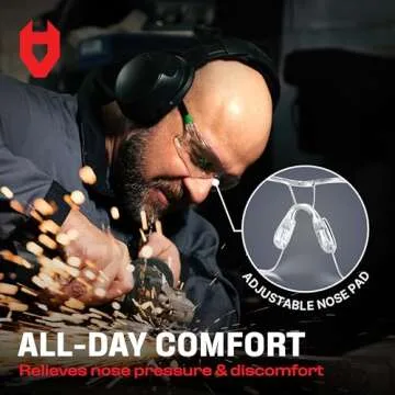 NoCry Clear Safety Glasses for Men and Women with Anti-Fog and Scratch Resistant Wrap Around Lenses, Adjustable Temples and Nose Pads — ANSI Z87 Certified Protective Eyewear with 100% UV Shielding