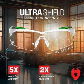 NoCry Clear Safety Glasses for Men and Women with Anti-Fog and Scratch Resistant Wrap Around Lenses, Adjustable Temples and Nose Pads — ANSI Z87 Certified Protective Eyewear with 100% UV Shielding