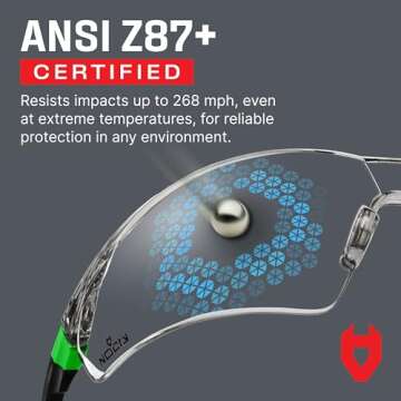 NoCry Clear Safety Glasses for Men and Women with Anti-Fog and Scratch Resistant Wrap Around Lenses, Adjustable Temples and Nose Pads — ANSI Z87 Certified Protective Eyewear with 100% UV Shielding