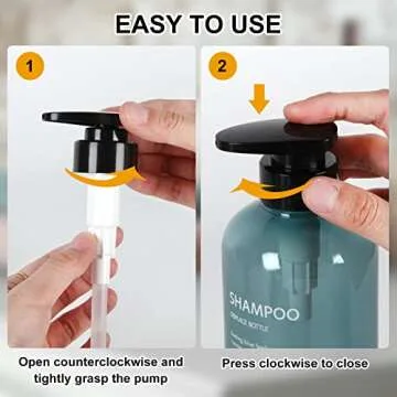 Shampoo and Conditioner Dispenser Set of 3-16.9oz Refillable Empty Plastic Pump Bottles Dispenser, Stylish Labels, Shampoo Bottles with Pump, for Shampoo, Conditioner, Body Wash (Clear Blue)