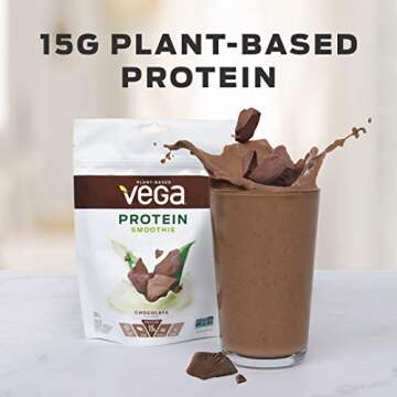 Vega Protein Smoothie, Chocolate, Plant Based Protein Powder - Vegan Protein Powder, Keto-Friendly, Vegetarian, Gluten Free, Soy Free, Dairy Free, Lactose Free, Non GMO (About 10 Servings, 9.2oz)