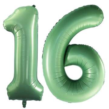 GOER Number 16 Balloons for 16th Birthday Sweet 16 Party Decorations,42 Inch Jumbo Foil Helium 61 Ba...