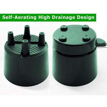 HBServices USA 12" Self-Aerating + Self-Watering + High Drainage + Ventilated Deep Reservoir Modern Round Planter Maintains Healthy Roots and Moisture for House Plants & Garden (Green)