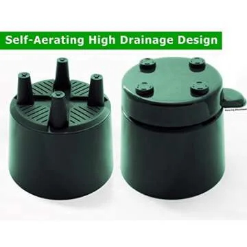 HBServices USA 12" Self-Aerating + Self-Watering + High Drainage + Ventilated Deep Reservoir Modern Round Planter Maintains Healthy Roots and Moisture for House Plants & Garden (Green)