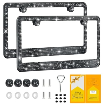 Bling License Plate Frame for Women - 2 Pack