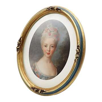 SYLVIA'S SHOP Vintage 8x10 Oval Picture Frame with Mat, Antique Ornate Luxury Photo Frame, Table Top...