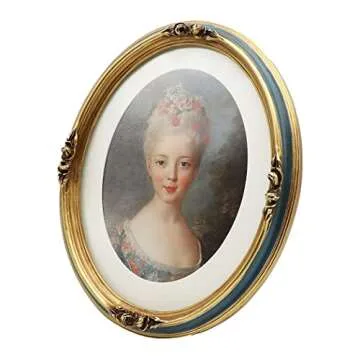 SYLVIA'S SHOP Vintage 8x10 Oval Picture Frame with Mat, Antique Ornate Luxury Photo Frame, Table Top...