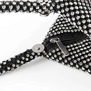 MariaKinz Women's Rhinestone Mesh Wristlet Pouch for Evening Events