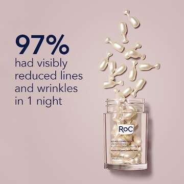 RoC Retinol Correxion Anti-Aging Wrinkle Night Serum, Daily Line Smoothing Skin Care Treatment for Fine Lines, Post-Acne Scars, 80 Capsules (Limited Edition Value Set)