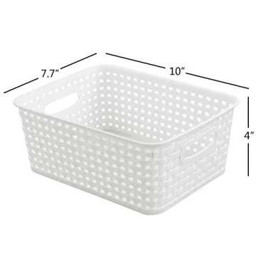 NICESH 6-Pack Versatile White Plastic Storage Baskets
