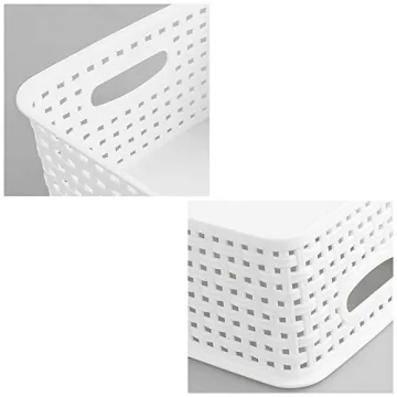 NICESH 6-Pack Versatile White Plastic Storage Baskets