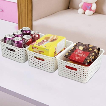 NICESH 6-Pack Versatile White Plastic Storage Baskets