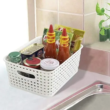 NICESH 6-Pack Versatile White Plastic Storage Baskets