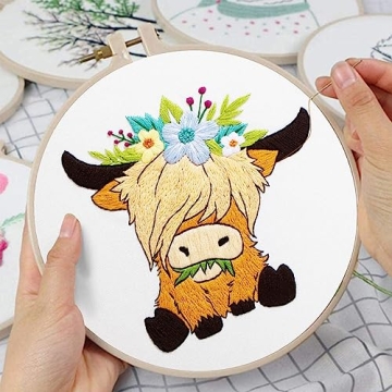 Highland Cow Embroidery Kits for Beginners - DIY Fun