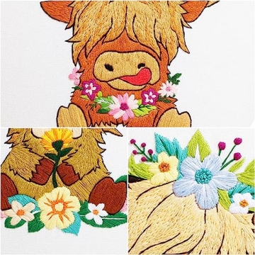 Highland Cow Embroidery Kits for Beginners - DIY Fun