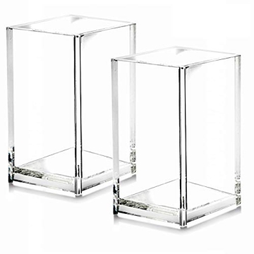 2 Pack Clear Acrylic Pencil Pen Holder Cup,Desk Accessories Holder,Makeup Brush Storage Organizer,Mo...