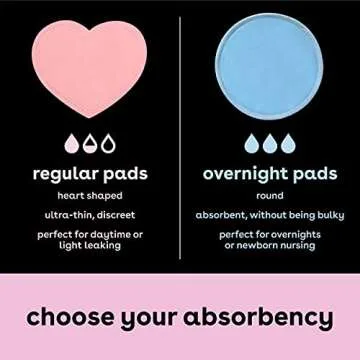 Bamboobies Women’s Nursing Pads, Reusable and Washable for Daily Use, Leak-Proof Pads for Breastfeeding, Pink, 12 Pads