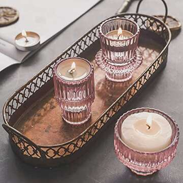 GlrYer Glass Candlestick Holders Set for Taper Candles