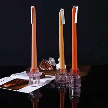 GlrYer Glass Candlestick Holders Set for Taper Candles