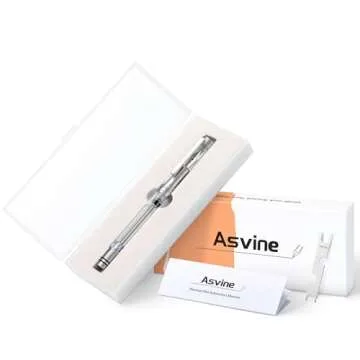 Asvine Vacuum Filling Fountain Pen Luxury Titanium Fine Point Pen V200 Series, Clear Demonstrator Smooth Writing Pen Gift Case