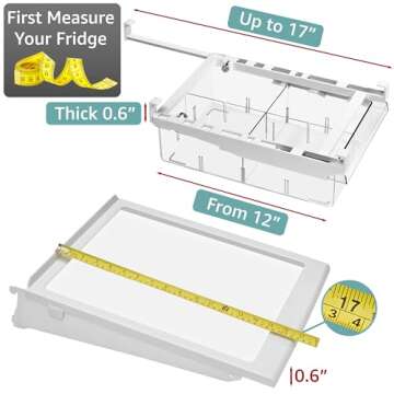 Sorbus Pull Out Fridge Drawer Organizer - Versatile Storage Accommodates 0.6 Inch Thick Shelf for Ki...